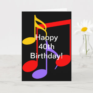 Cartão aniversário de 40 anos Music Notes Folheto