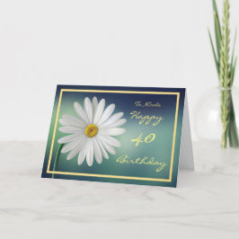 Cartão aniversário de 40 anos Nicole Daisy Elegant Frame 
