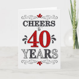 Cartão aniversário de 40 anos nos apóia no padrão preto b