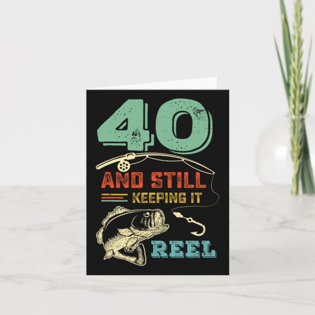 Cartão aniversário de 40 anos Pesca Que Torna 40 Pescador (Frente)