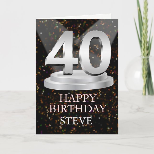 Cartão aniversário de 40 anos Spotlight Adicionar Uma Pla (Frente)