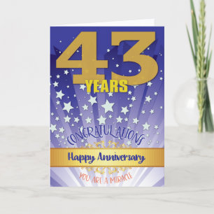 Cartão Aniversário de 43 Anos de Recuperação Numeral em D