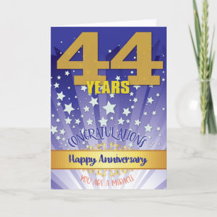 Cartão Aniversário de 44 Anos de Recuperação Numeral em D