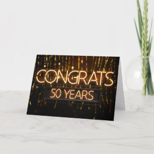Cartão Aniversário de 45 Anos de Funcionário - Neon Sig50