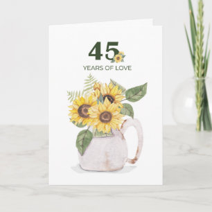 Cartão Aniversário de 45 anos Girassóis Anos de Amor