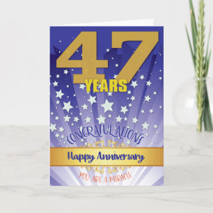 Cartão Aniversário de 47 Anos de Recuperação Numeral em D