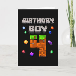 Cartão Aniversário de 4 anos do menino 4 Número de pixel 