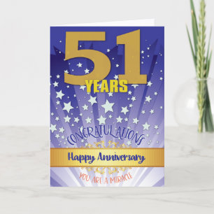 Cartão Aniversário de 51 Anos de Recuperação Numeral em D
