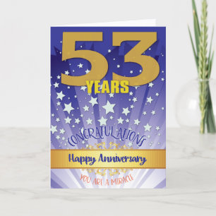 Cartão Aniversário de 53 Anos de Recuperação Numeral em D