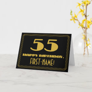 Cartão Aniversário de 55 anos: Nome + Estilo Inspirado em