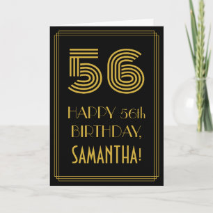 Cartão Aniversário de 56 anos: Visual Inspirado em Art Dé