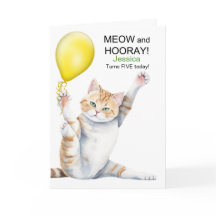 Aniversário de 5 anos das Crianças Gato de Desenho