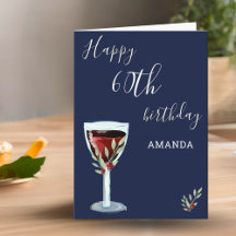 Aniversário de 60 anos Vinho Tinto Rosa Aquarela A