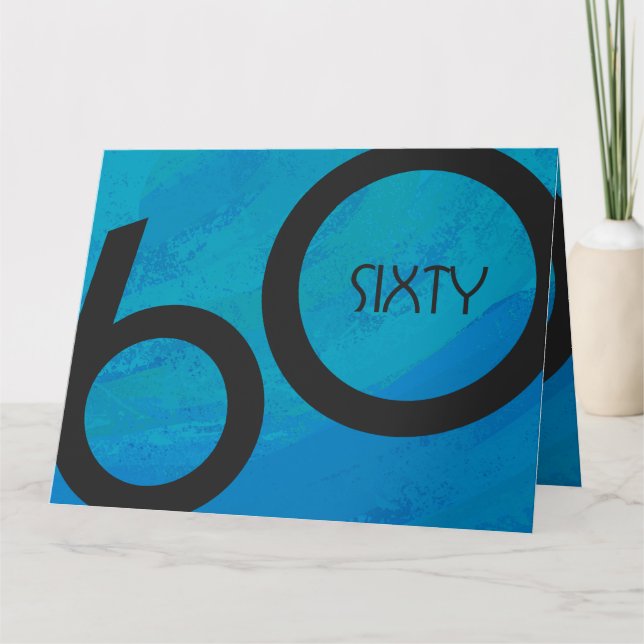 Cartão Aniversário de 60 Década Azul (Frente)