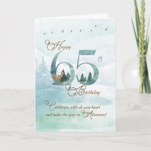 Cartão Aniversário de 65 anos Evergreen Pines e Natureza 
