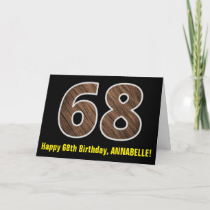 Cartão Aniversário de 68 anos: Nome + Padrão de "68" com