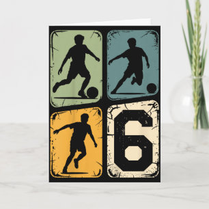 Cartão Aniversário de 6 anos 6 Jogador de Futebol Menino