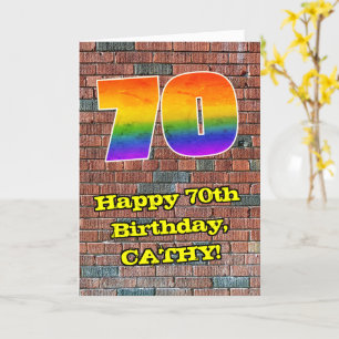 Cartão Aniversário de 70: Arco-Íris 70 inspirado em Gra