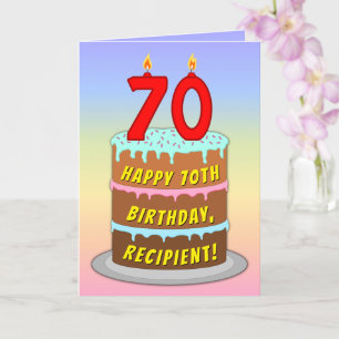 Cartão Aniversário de 70 — Bolo e Velas Divertidas com No