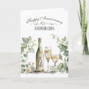 Cartão Aniversário de 75 anos de Casamento Vinho e Hera  