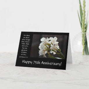 Cartão Aniversário de 75 anos, floral, versículo bíblico 