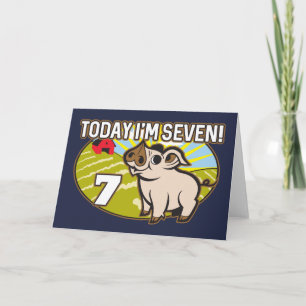 Cartão Aniversário de 7 do garoto hoje eu tenho sete ano