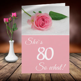 Cartão Aniversário de 80 anos para sua rosa cor-de-rosa e