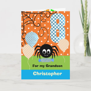 Cartão Aniversário de 8 anos com tema de Halloween para o