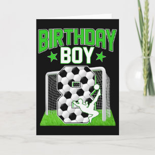 Cartão Aniversário de 8 anos de Futebol Menino de 8 Anos