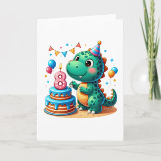 Cartão Aniversário de 8 anos do Dino