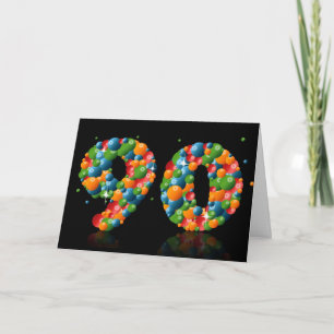 Cartão aniversário de 90 anos com números formados a part