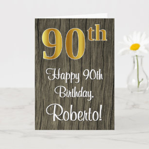 Cartão Aniversário de 90: Elegante Faux Dourado Look #, 