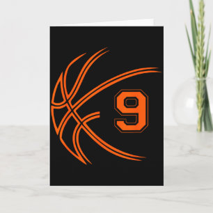Cartão Aniversário de 9 anos Basquete Nove Meninos de 9 A