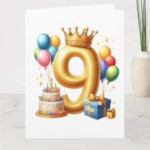 Cartão Aniversário de 9 anos de ouro