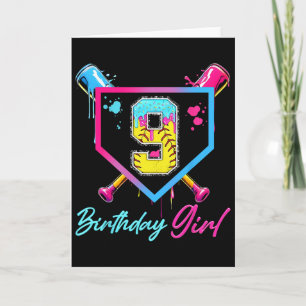 Cartão Aniversário de 9 anos de Sorvete Softll Drip Bday