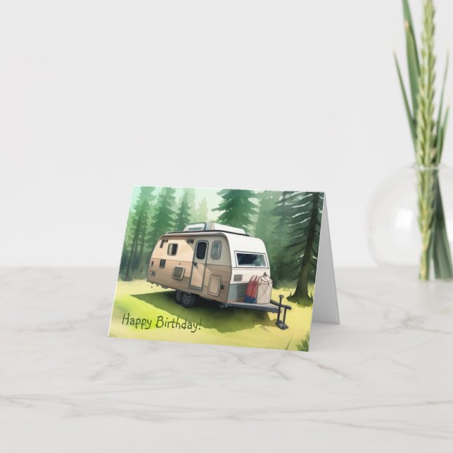 Cartão Aniversário de acampamento (Frente)