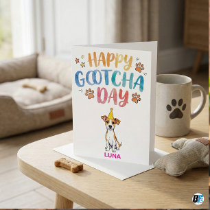 Cartão Aniversário de Adoção de Cachorro Fofo Feliz Dia d