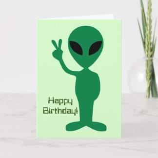 Cartão Aniversário de Alienígena pacífica