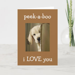 CARTÃO ANIVERSÁRIO DE AMOR "PUP SAYS PEEK-A-BOO"