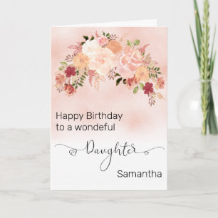 Cartão Aniversário de Aquarela Floral Personalizada da Fi