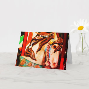 Cartão Aniversário de Arte do Cavalo Carrossel Silencioso