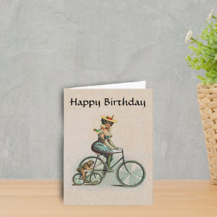 Cartão Aniversário de Bicicleta de Cachorro de Dama Vitor