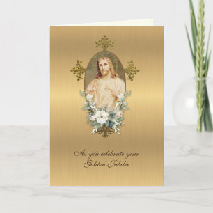 Cartão Aniversário de Bodas Católico Jesus 50 anos