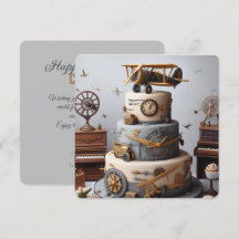 ANIVERSÁRIO DE BOLO DE AVIÃO ANTICO RETRO