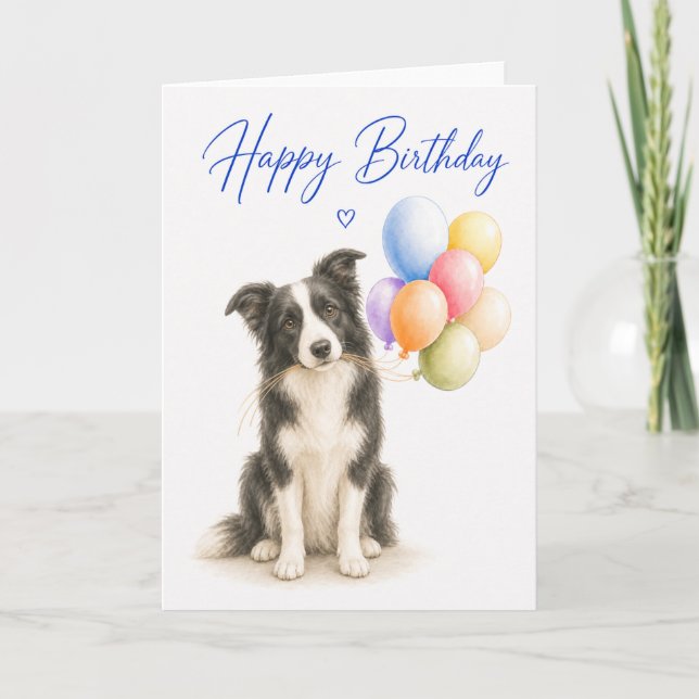 Cartão Aniversário de Border Collie (Frente)