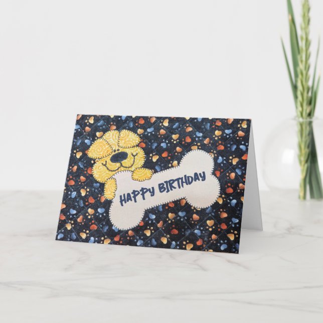 Cartão Aniversário De Cachorro Com Osso (Frente)