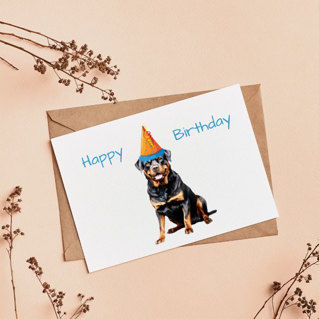 Cartão Aniversário de Cachorro Rottweiler Fofo (Criador carregado)
