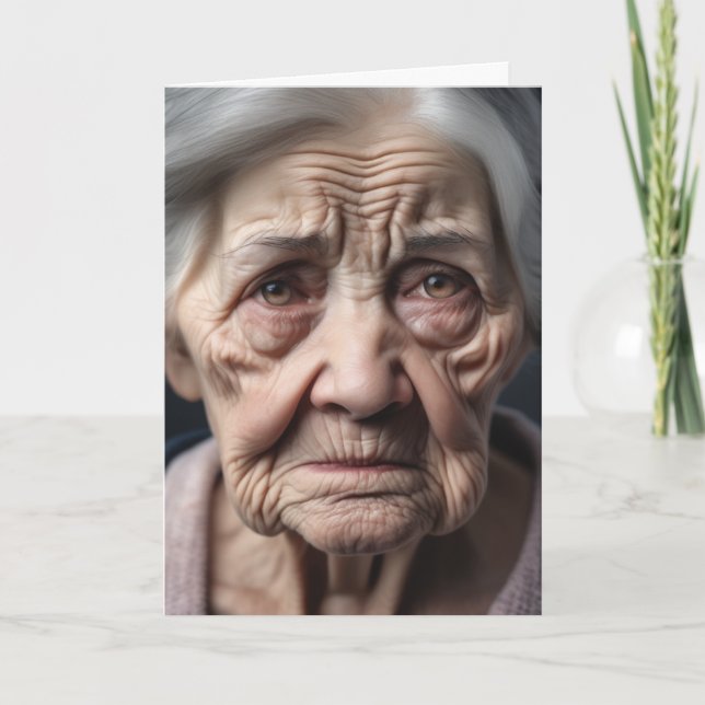 Cartão Aniversário de Caraninha Velhinha (Frente)