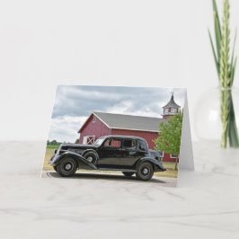Cartão Aniversário de Carro Preto Vintage