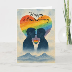 Cartão Aniversário de Casal Gay Romântico Coração de Chuv